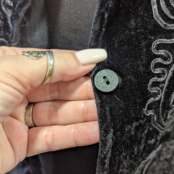 Vintage 90s Velvet Kimono Raaga OS Whimsigoth Black Embroidered Top - Picture 9 of 14